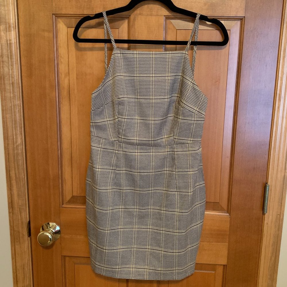 NWT Fashion Influx Brown Heritage Check Square Neck Mini Dress - Picture 5 of 8